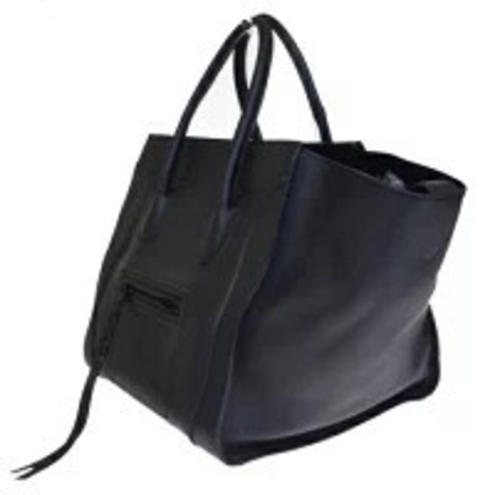 Celine leather black Phantom Handbag Black